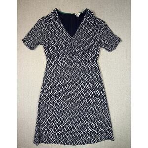 Boden Women 6L Blue White Polkadot Knee Lgth Short Sleeve Retro 40s Summer Dress